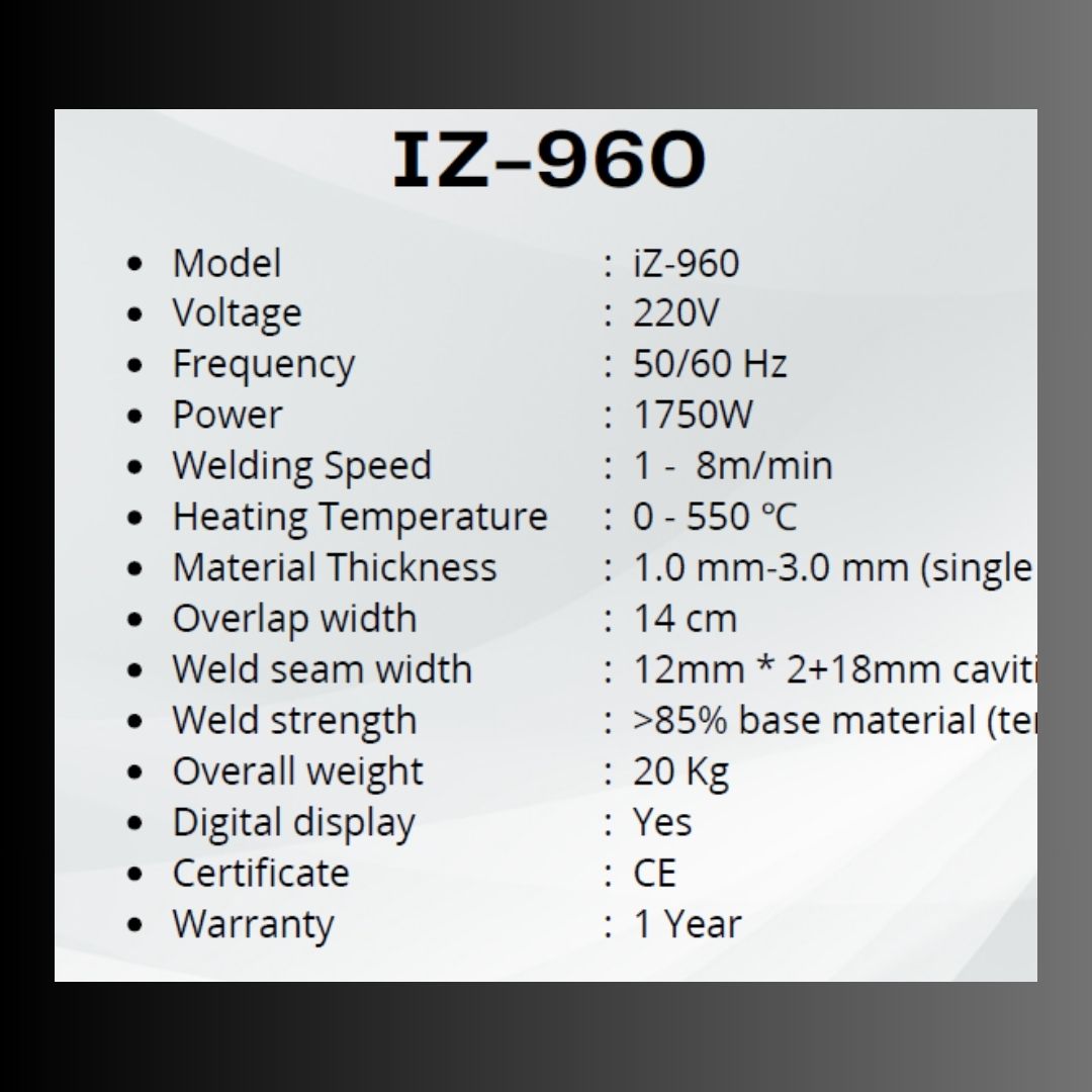 1mm-3mm Wedge Welding Machine iZ-960 for HDPE Geomembrane